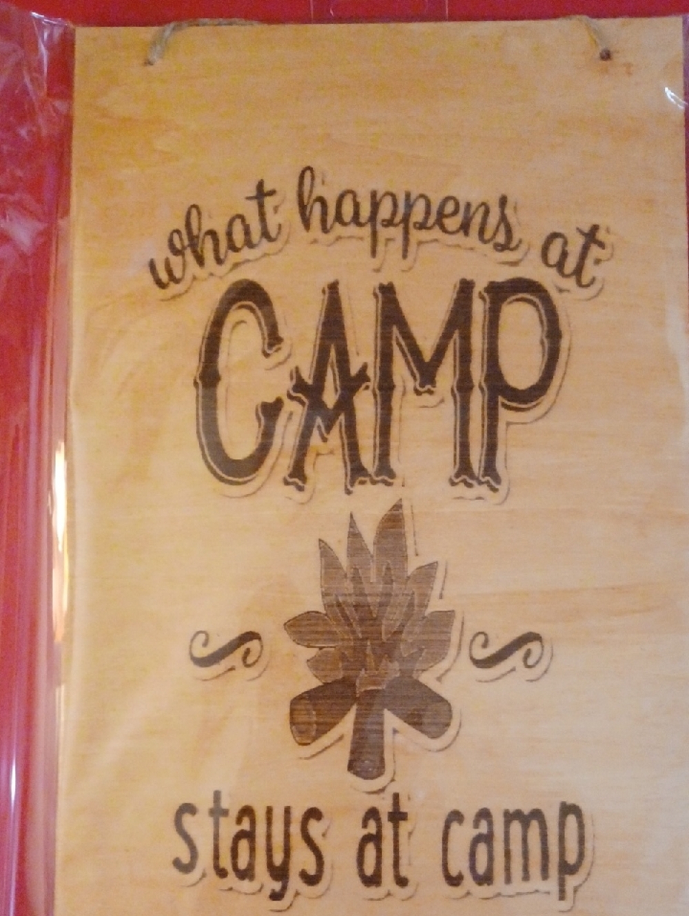 8x10 Wooden Camp Sign Plaque - 'What Happens at Camp'